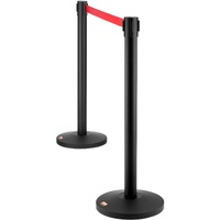 Crowd Control Stanchions, 2-Pack Crowd Control Barriers, Carbon Steel Baking Painted Stanchion Queue Post with 11FT Red Retractable Belt, Belt Barrier