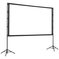 Projector Screen with Stand, 100 Inch 160° Wide Angle Indoor Outdoor Projection Screen, 16:9 4K HD Wrinkleless Portable Dual-Tripod Screens with Carry