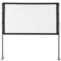 Projector Screen with Stand, 80 Inch 160° Wide Angle Indoor Outdoor Projection Screen, 16:9 4K HD Wrinkleless Portable Dual-Stand Screens with Carry B