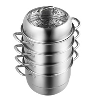 Dumpling Steamer Stainless Steel 5 Titer for for Cook Soup, Noodles, Fishes Work with Gas Electric Grill Stove Top, Dia 30cm/11.8inch, Pot