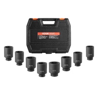 Axle Nut Impact Socket Set, 1/2" Drive Deep 6-Point 8-Piece SAE Spindle Nut Socket Set, CR-MO Heat Treated Large Socket Set with Storage Case, for Aut