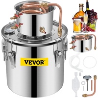 Moonshine Still 5 Gal 21L Stainless Steel Water Alcohol Distiller Copper Tube Home Brewing Kit Build-in Thermometer for DIY Whisky Wine Brandy, 5Gal, 