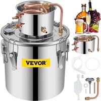 Moonshine Still 9.6Gal 38L Stainless Steel Water Alcohol Distiller Copper Tube Home Brewing Kit Build-in Thermometer for DIY Whisky Wine Brandy, Slive