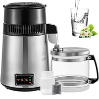 Countertop Water Distiller, 1.1 Gallon/4L, 750W Stainless Steel Distilled Water Making Machine, Purifier Filter with Glass Collection, Distilling Alco