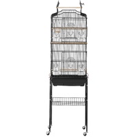 Large Bird Cage, 62 in, Open Top Parakeet Cage with Rolling Stand,  Steel Bird Flight Cage with Removable Tray, Budgie Birdcage with 4 Perches, Parrot