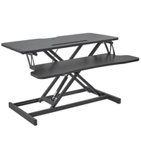 Standing Desk Converter, Two-Tier Stand up Desk Riser, 800 mm Large Sit to Stand Desk Converter,140-510 mm Adjustable Height, for Monitor, Keyboard & 