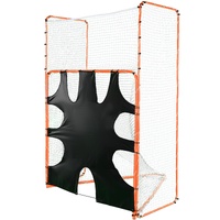 3-IN-1 Lacrosse Goal with Backstop and Target,3.7mx2.7m Lacrosse Net, Steel Frame Backyard Lacrosse Rebounder Equipment, Quick & Easy Setup Training N