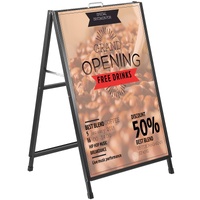 A-Frame Sidewalk Sign 24"x36" Sidewalk Signs for Businesses Black Coated Steel Metal A-Frame Sign Slide-in Folding Sandwich Board Sidewalk Sign Double