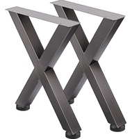 Set of 2 Steel Table Legs, 28'Height 24'Wide Dining Table Legs, Heavy Duty 3.1" Square Box Section X Frame Table Legs, 28x24x3.1 Inch Original Color I