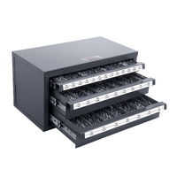Drill Bit Dispenser Cabinet, Three-Drawer Drill Bit Organizer Cabinet for 1/16" to 1/2", Steel Drill Dispenser Organizer Cabinet with Labels, Stackabl
