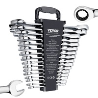Combination Wrench Set, 16-Piece Ratcheting Wrench Set with Organizer Rack, Cr-V Steel Wrench Set Metric 8 mm to 24 mm, Ideal for General Household, G