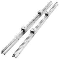Linear Guide Rail Set, SBR20 1000mm, 2 PCS 39.4 in/1000 mm SBR20 Guide Rails and 4 PCS SBR20UU Slide Blocks, Linear Rails and Bearings Kit for Automat