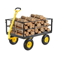 1400 Lbs Steel Garden Cart, Heavy Duty Pullable Garden Wagon Yard Cart, 2 in 1 Outdoor Metal Utility Wagon Yard Trailer with 13" All Terrain Tires, Me