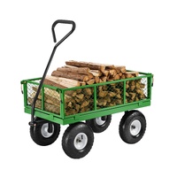 680 Lbs Steel Garden Cart on Wheels, Heavy Duty Garden Wagon Cart Pullable, Metal Outdoor Utility Yard Wagon Carts with 10" Tires, Mesh Removable Side