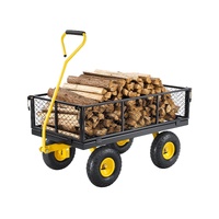 900 Lbs Heavy Duty Steel Garden Cart, Garden Wagon Cart on Wheels, Outdoor Metal Yard Utility Wagon Carts with 10" Tires and Mesh Removable Sides(Conv