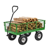 900 Lbs Steel Garden Cart on Wheels, Heavy Duty Pullable Garden Wagon Yard Cart, Outdoor Metal Utility Wagon with 10" Tires and Mesh Removable Sides(C