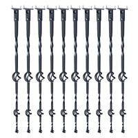 Staircase Metal Balusters, 44'' x 1/2" Galvanized Steel Decorative Banister Spindles, 10 Pack Deck Baluster with Hollow Double Baskets, Spiral Stair R