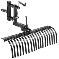 106.7cm Tow Behind Landscape Rake, 3-Point Lawn Rock Rake with Blade & Lift Lever, Fit Category 1 ATVs UTVs Lawn Tractors, Heavy Duty Dethatcher Rake 