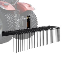 Tow Behind Landscape Rake, 1.8m Tow Dethatcher with 32 Steel Tines, Lawn Dethatcher Rake Attaches to Category 1, 3 Point Hitch for Tractor, for Leaves