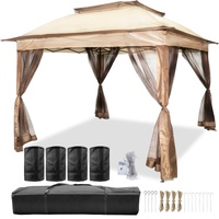 Outdoor Canopy Gazebo Tent, Portable Canopy Shelter with 11\'x11\' Large Shade Space for Party, Backyard, Patio Lawn and Garden, 4 Sandbags, Carrying 