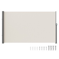 Retractable Side Awning,160X300cm Aluminum Outdoor Privacy Screen, 280g Polyester Water-proof Retractable Patio Screen, UV 30+ Room Divider Wind Scree