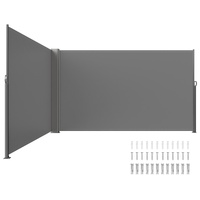 Retractable Side Awning, 160X600cm Aluminum Outdoor Privacy Screen, 280g Polyester Water-proof Retractable Patio Screen, UV 30+ Room Divider Wind Scre