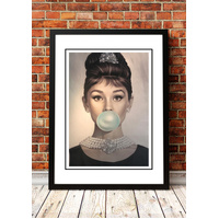 Audrey Hepburn ‘Bubblegum’ Pop Art Poster - Framed A3