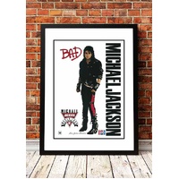 Michael Jackson ‘Bad’ Australian Tour Poster 1987 - Framed A4