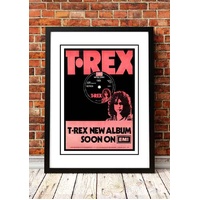 T Rex / Marc Bolan ‘Slider’ In Store Promotional Poster 1972 - Framed A5