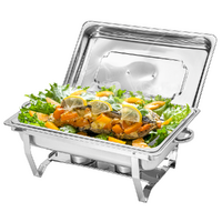 Alston 9Lx1 Food Buffet Warmer Pan Bain Marie Bow Chafing Dish Insulated Stainless Steel Stackable Tray Catering Food Server Set with Lid Party Banque