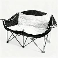 Double Camping Chairs Outdoor Lawn Camping Couch Heavy Duty Folding Chairs Strong Loading Capacity Metal Frame Oxford Fabric with Armrests and Cup Hol