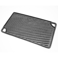 Reversible Cast Iron Griddle Rectangular BBQ Plate 43x24cm Double-Sided Flat Top Griddle Pan and Grooved Grill for Gas Stovetop Oven and Open Fire Bla