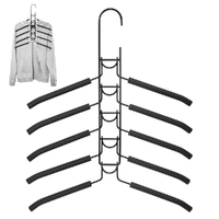 8 Sets Magic Clothes Hangers Detachable 5-in-1 Multilayer Carbon Steel Coat Hanger with Anti-Slip Foam Sleeves Space Saving for Wardrobe Closet Storag