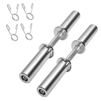Olympic Barbell Bar 50cm Heavy Duty Dumbbell Handles Pair of Steel 100kg Weight Capacity with Spring Collars for 2" Olympic Weight Plate Strength Trai
