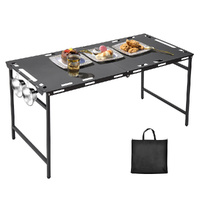 Pneumatic Folding Table Quick Open Sturdy Outdoor Tactical Camping Table Portable Multifunctional Picnic Table with Side Tactical Holes 104x48x50cm