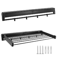 Alston Wall Mounted Drying Rack Black Clothes Airer Space Saver Folding Dryer Bearing Capacity 12KG Foldable Rail With Hooks Indoor Outdoor Balcony La