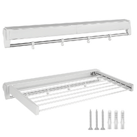 Alston Wall Mounted Drying Rack Clothes Airer Space Saver Folding Dryer Bearing Capacity 12KG Foldable Rail With Hooks Indoor Outdoor Balcony Laundry 