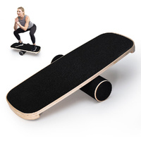 Wooden Balance Board Non-Slip Roller Board Home Fitness Balance Trainer Improves Core Stability for Snowboard Skateboard Surf Yoga Training Max Load 2