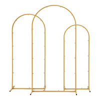 Wedding Arch Backdrop Stand Set of 3 Gold Metal Wedding Arched Frame, Easy to Assemble, Stable Balloon Arch Standfor Wedding, Baby Shower, Party Decor