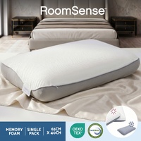 RoomSense Cooling Memory Foam Pillows Queen Size 1 Pack, Dual-Sided Bed Pillows for Hot Sleepers, 55D Solid Core Side Sleeper Pillow for Neck Support,