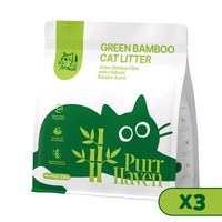 PurrHaven Bamboo Clumping Cat & Kitty Litter, 7.5kg (3 Pack),Dust Free,Natural Flusable,Easy to Clean,Odour Neutraliser,Rapid Liquid Absorption,Non-To