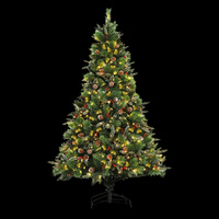 Jingle Jollys 2.1M Christmas Tree with Pine Cones Red Berries Prelit LED Warm Lights