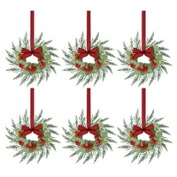 Jingle Jollys 6x Christmas Wreath Garland 26cm Wreaths Red Berries Bow