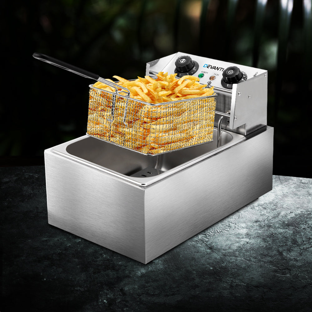 Commercial Electric Deep Fryer 10L Basket Chip Cooker Stainless Steel