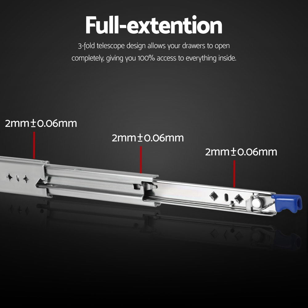 Giantz 2x Drawer Slides Heavy Duty Full Extension Locking 700-1400mm Length