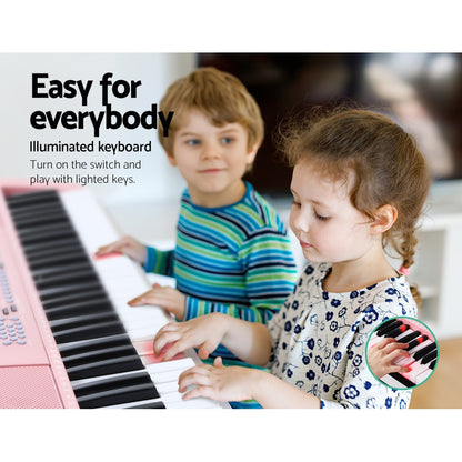 Alpha 61 Keys Electronic Piano Keyboard Digital Electric w/ Stand Lighted Pink