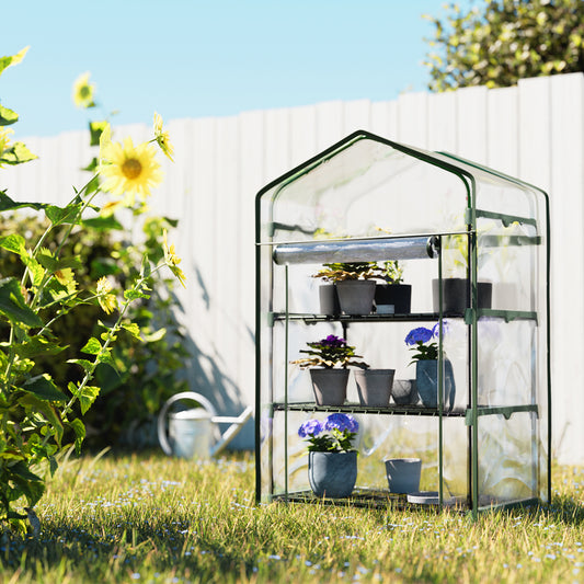 Green Fingers Greenhouse 3 Tiers Mini Green House Garden Bed Planter Box 1.28x0.7x0.5M