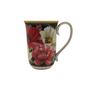 Elegant Poppies Fine Bone China Mug - 405ml Black Floral Teacup