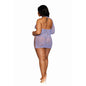 Dreamgirl Seamless Asymmetrical Chemise With Lace Pattern And Knitted Crisscross Details Lavender