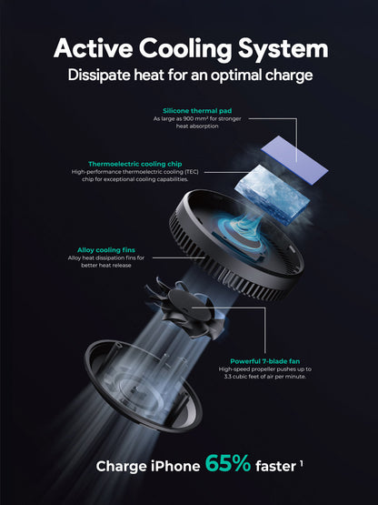 Aukey MagFusion Dash Pro Qi2 Active Cooling Wireless Charging Phone Mount